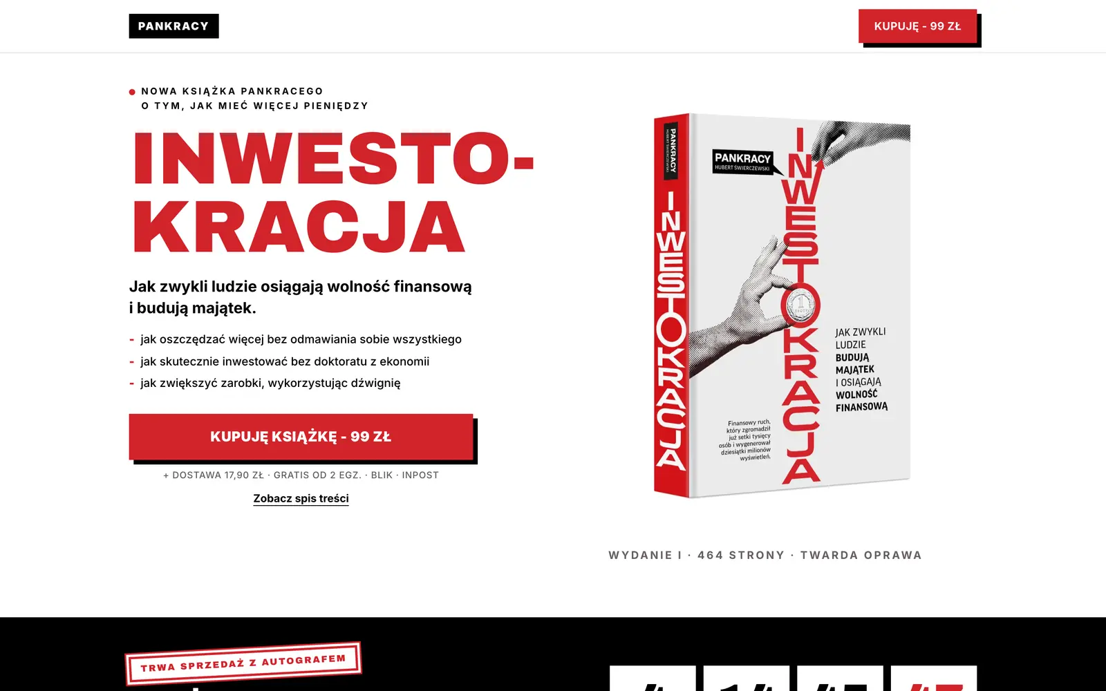 Úvodní stránka e-shopu Inwestokracja s obálkou knihy