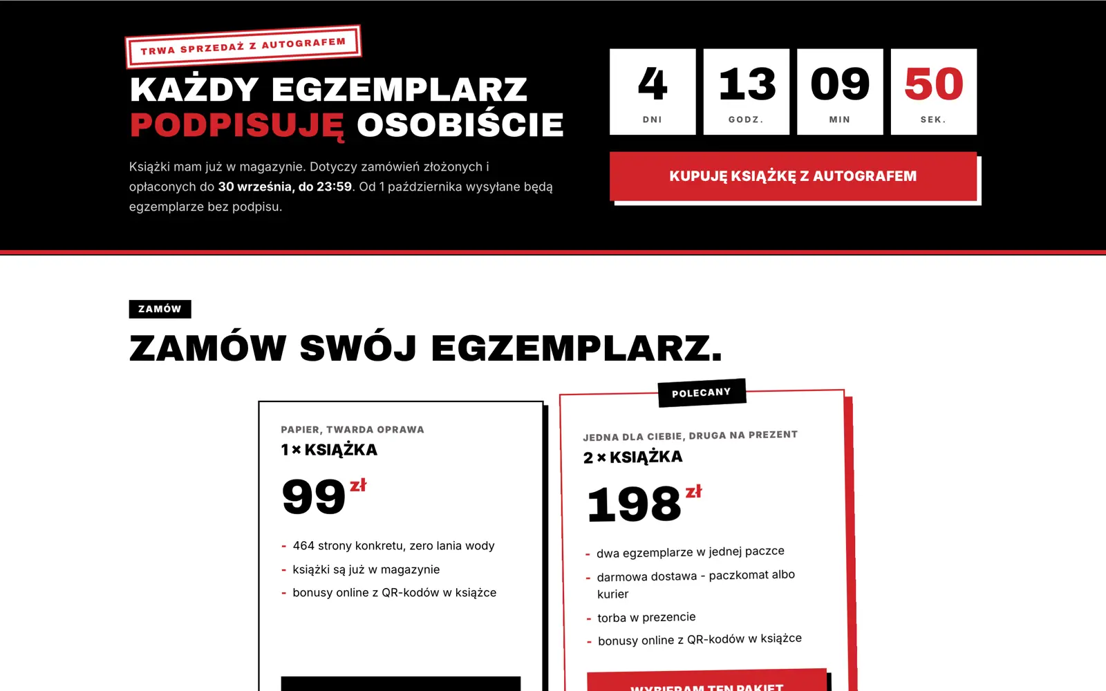 Balíčky knihy a odpočet do konce prodeje s autogramem v e-shopu Inwestokracja