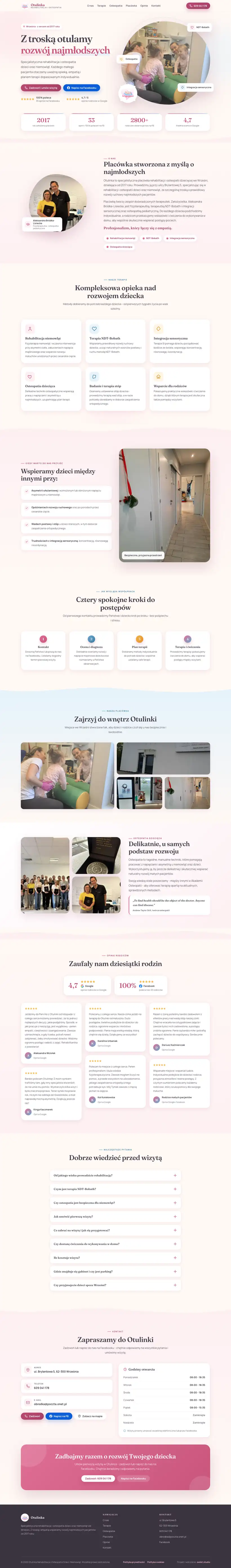 Strona placówki rehabilitacji dziecięcej Otulinka we Wrześni - projekt owlet.studio