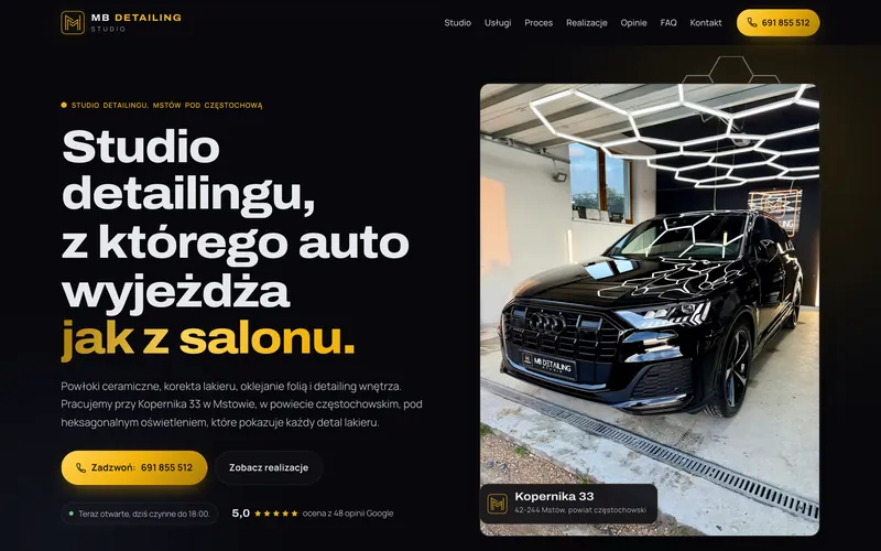 Strona studia detailingu MB Detailing pod Częstochową