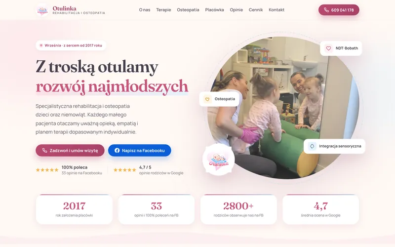 Strona placówki rehabilitacji dziecięcej Otulinka we Wrześni