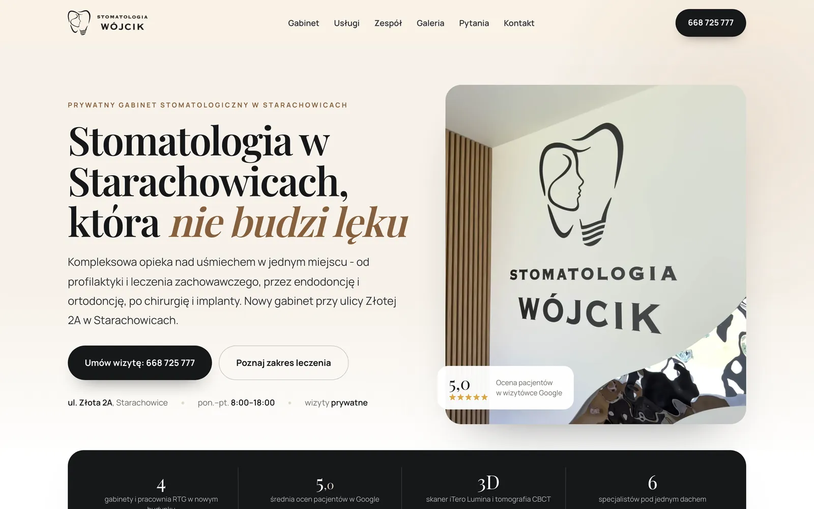 Strona gabinetu stomatologicznego stomatologiawojcik.pl na laptopie