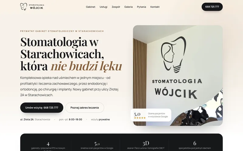Strona gabinetu Stomatologia Wójcik w Starachowicach