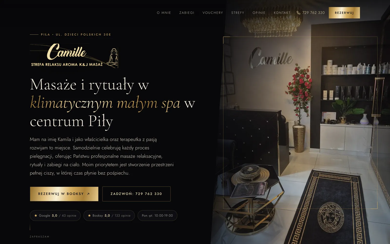 Strona spa strefaaroma.pl na laptopie